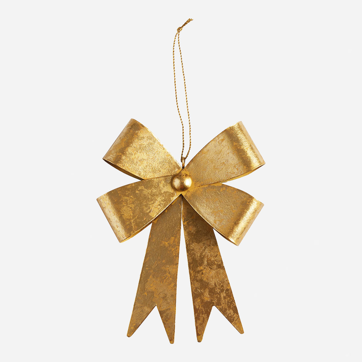 DÉCORATION NŒUD MÉTAL DORÉ À SUSPENDRE - MM : 12 x 16,5 x 2,1 cm