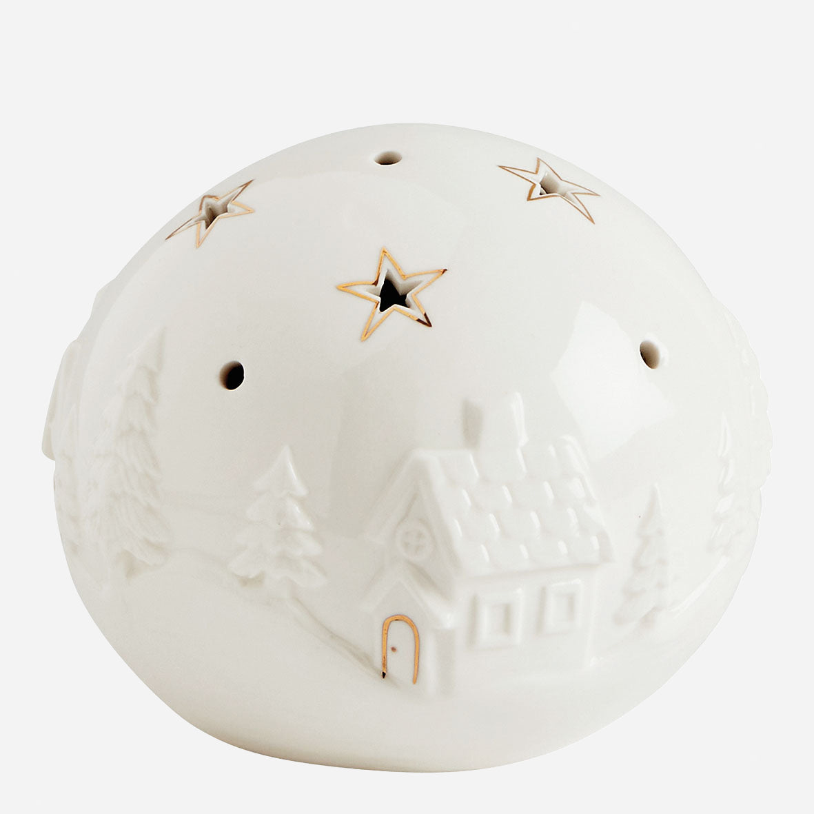 BOULE DÉCORATIVE VILLAGE DE NOËL - MM : 13,3 x 10,8 x 13,1 cm