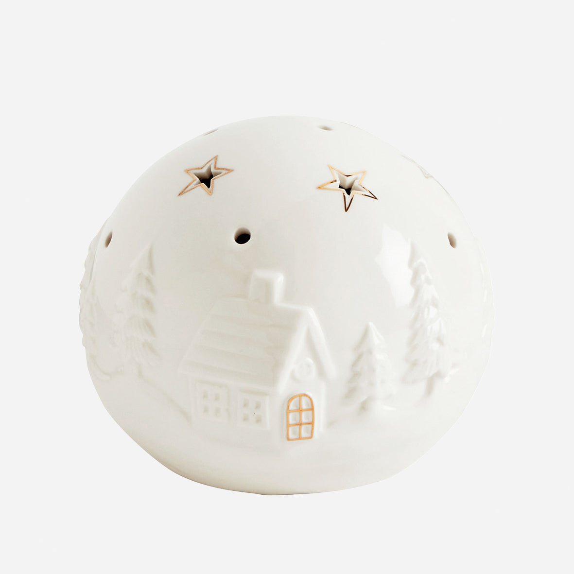 BOULE DÉCORATIVE VILLAGE DE NOËL - MM : 13,3 x 10,8 x 13,1 cm