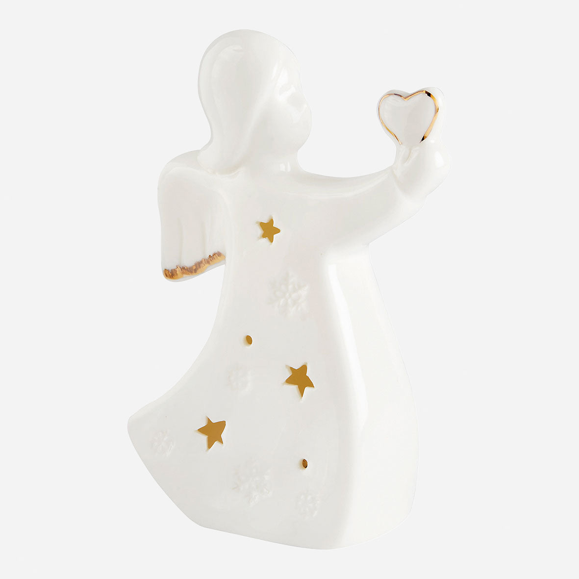 ANGE DÉCORATIF AVEC CŒUR DE 3/4 - GM : 11,5 x 15 x 5,2 cm
