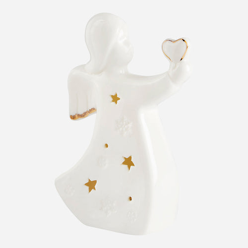 ANGE DÉCORATIF AVEC CŒUR DE 3/4 - GM : 11,5 x 15 x 5,2 cm