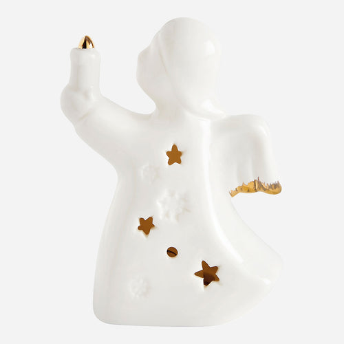 ANGE DÉCORATIF AVEC BOUGIE DE FACE - PM : 6,7 x 9,1 x 4,2 cm